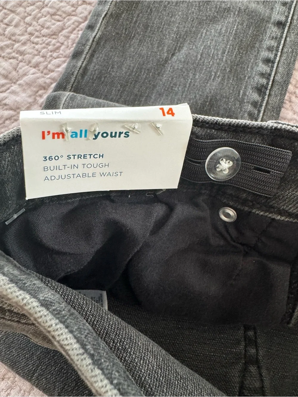 Old Navy Straight-Leg Slim Built-In Tough Jeans for Boys in Washed Black NWT